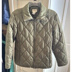 Vintage Fitted GH Bass &Co Green Diamond Quilted Puffer Jacket / Coat